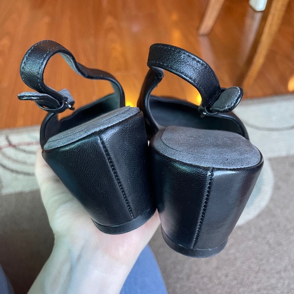 Stuart Weitzman Round toe Leather Slingback Patent leather Cap toe wedges W 10.5 - Picture 8 of 10